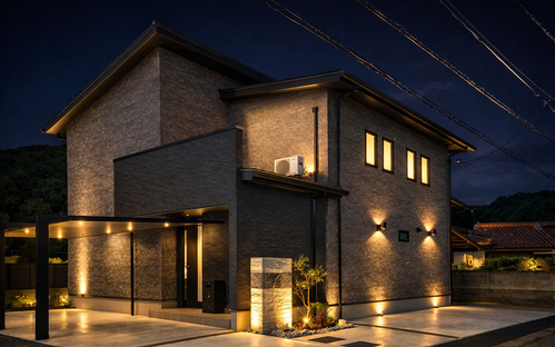 陰影を楽しむ、ライトアップ外観